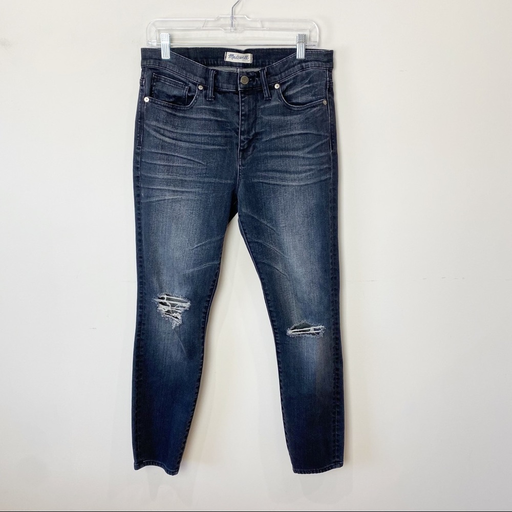 Madewell High Riser Skinny Jeans Black Distressed 31